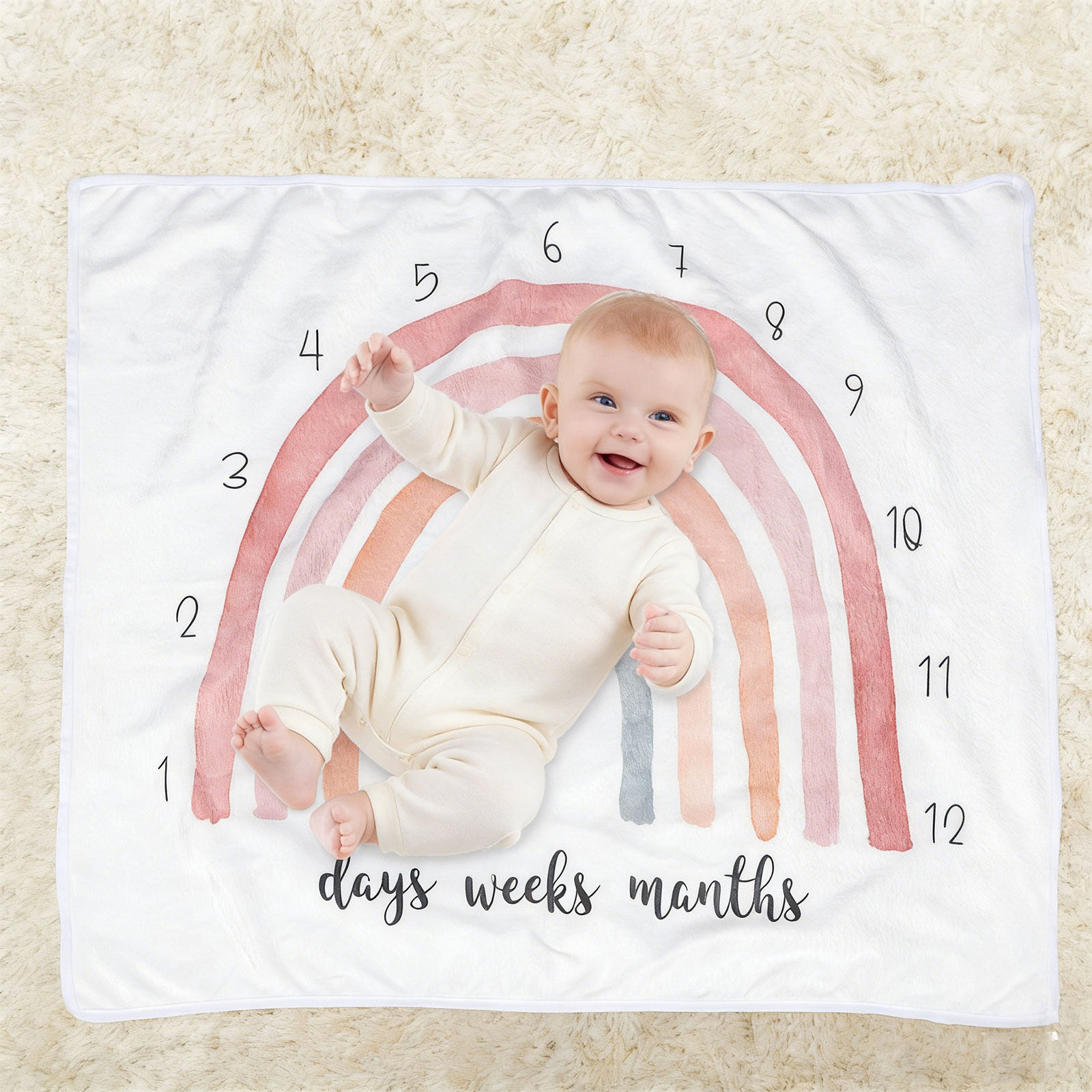 Photography Background - Rainbow Flannel Baby Blanket Soft Newborn